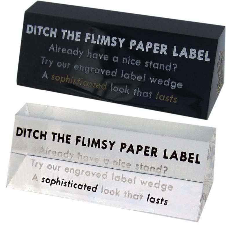 Custom Engraved Acrylic Information Label Wedges Stone Throne