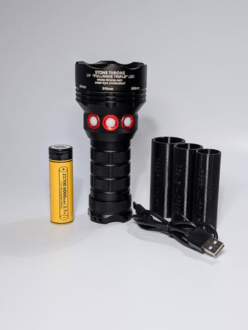 PREORDER All-in-One Shortwave Midwave Longwave UV LED Flashlight (254+310+365nm) - "The Fullwave Triple" PREORDER